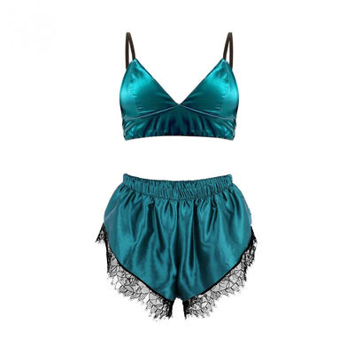 Breathable Soft Silk Sleepwear Sleeveless Pajamas Sexy Lace Lingerie For Women